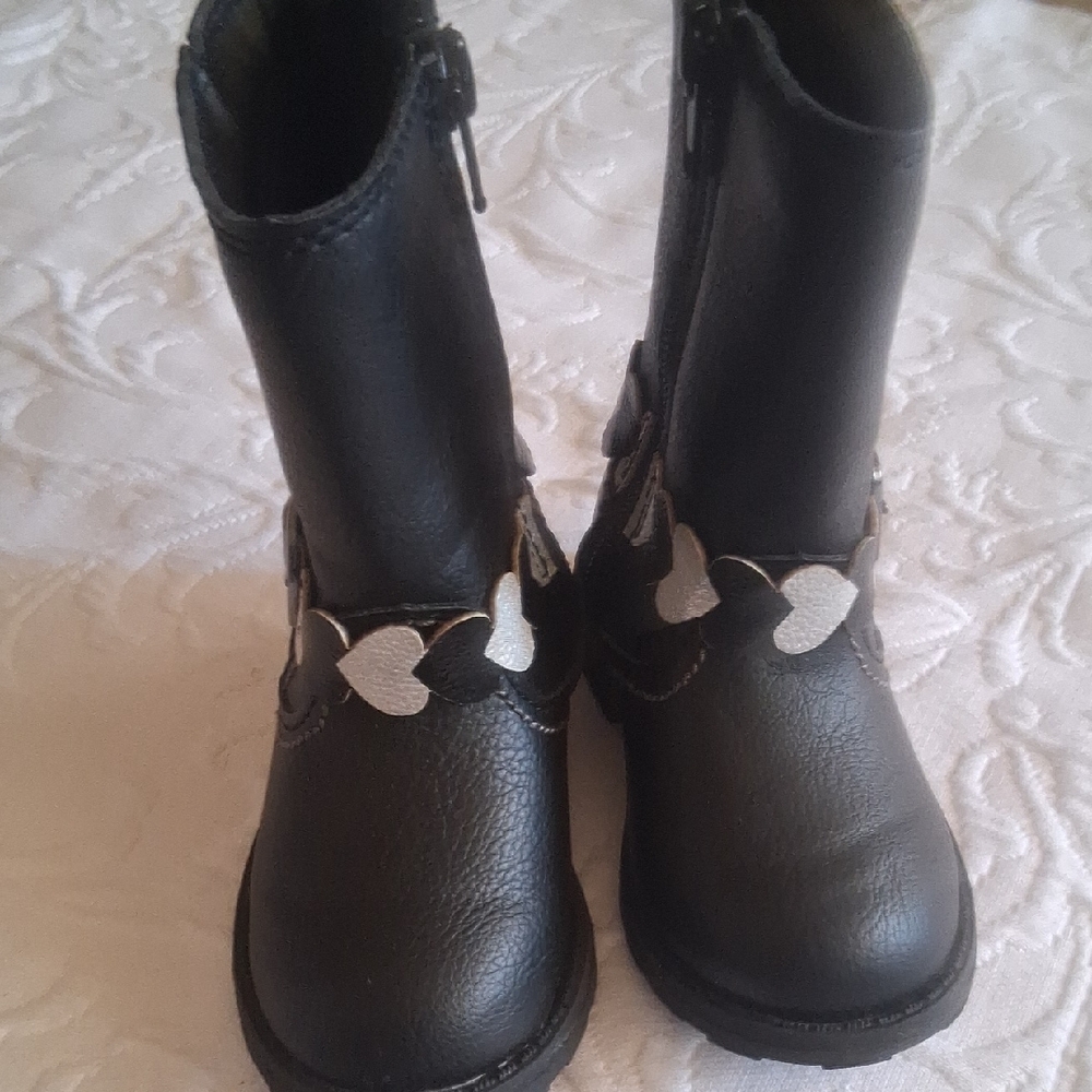 Carter's Black Girls' Boots with Heart Detail